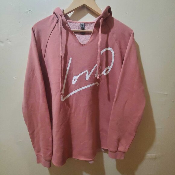 Women's Pink Pullover "Loved" Independent Trading Co. - Picture 1 of 5